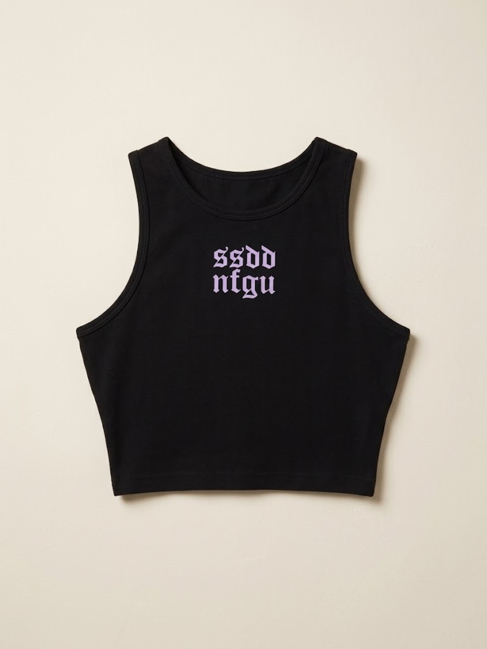 Darc Sport SHE DARC SSDD NTGU Black Cropped Tank Top Purple Graphic
